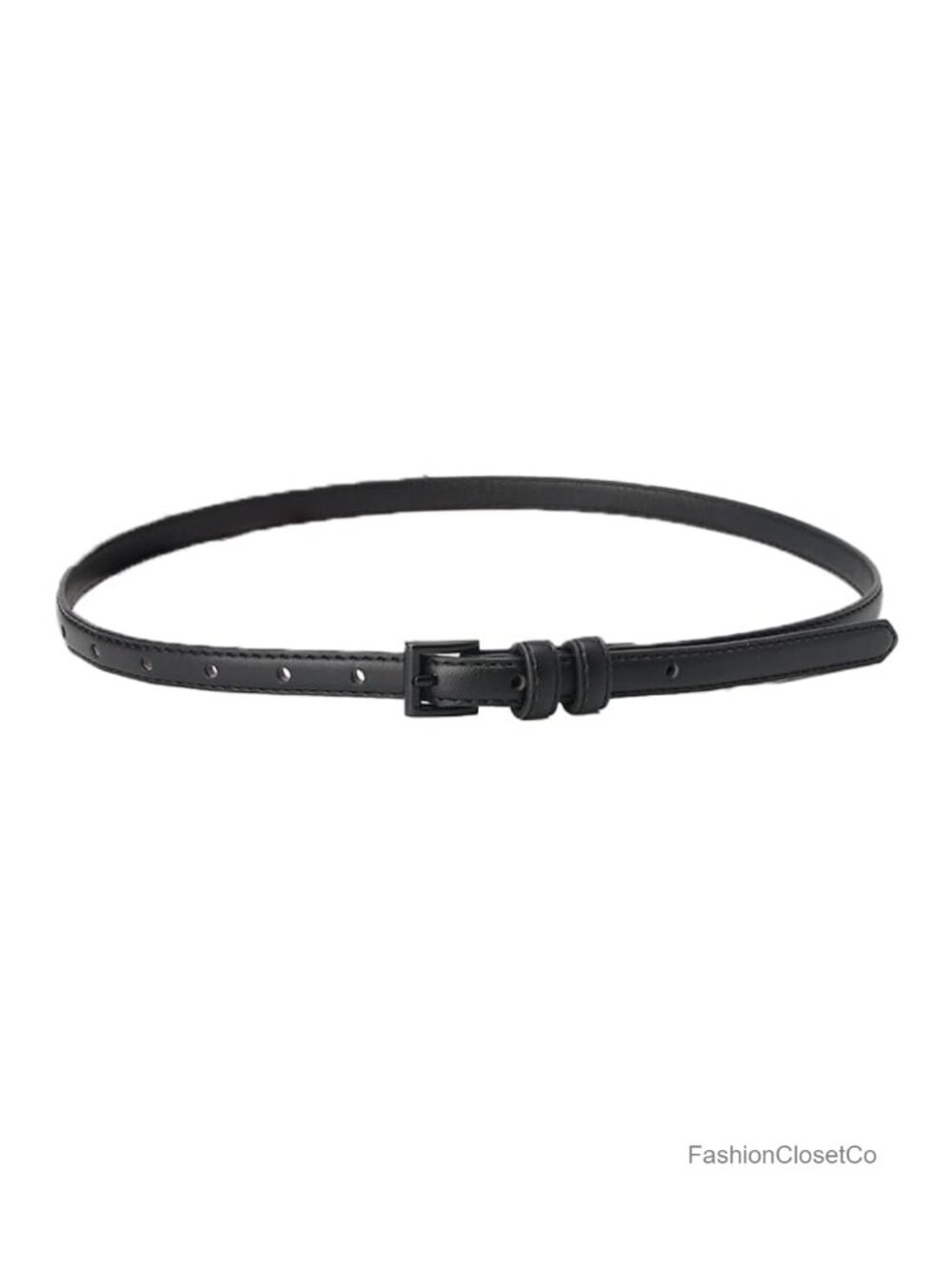 Skinny Faux Leather Belt Metal Buckle for Dresses Pants Jeans